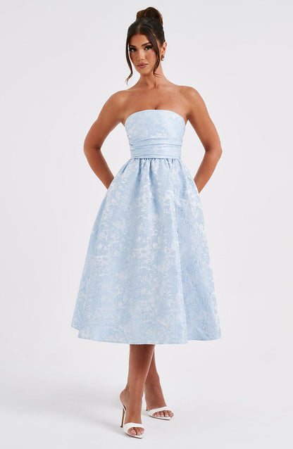 Chloe Blue Midi Sundress - Perfecto para el verano