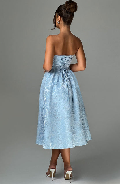 Chloe Blue Midi Sundress - Perfecto para el verano