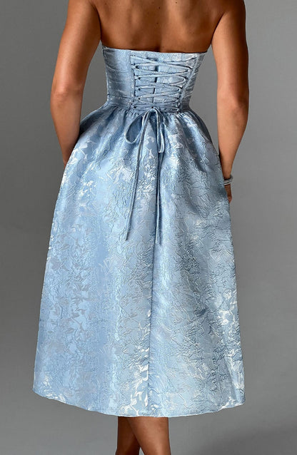 Chloe Blue Midi Sundress - Perfecto para el verano