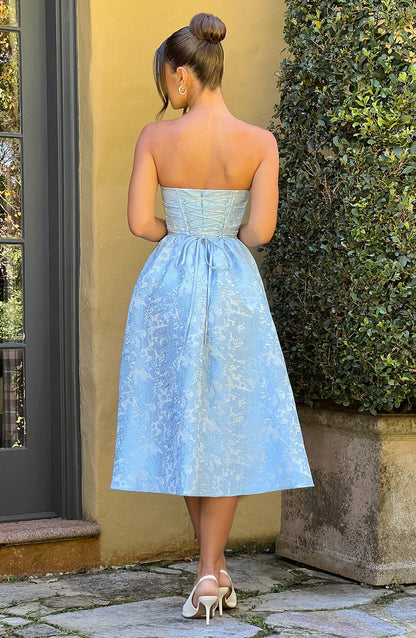 Chloe Blue Midi Sundress - Perfecto para el verano