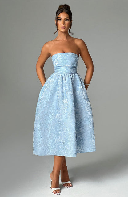 Chloe Blue Midi Sundress - Perfecto para el verano