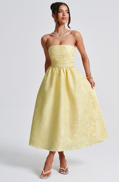 Chloe Lemon Midi Sundress - Moda de verano perfecta