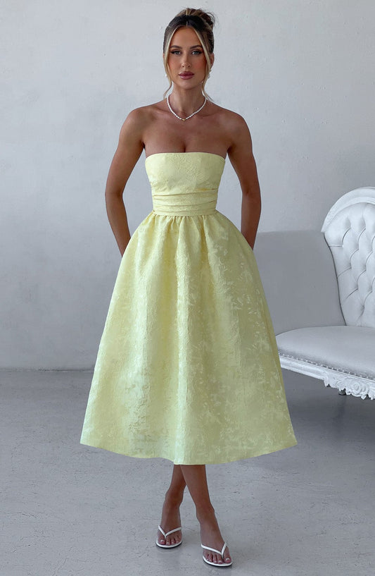 Chloe Lemon Midi Sundress - Moda de verano perfecta