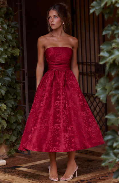 Chloe Red Midi Sundress - Perfecto para el verano