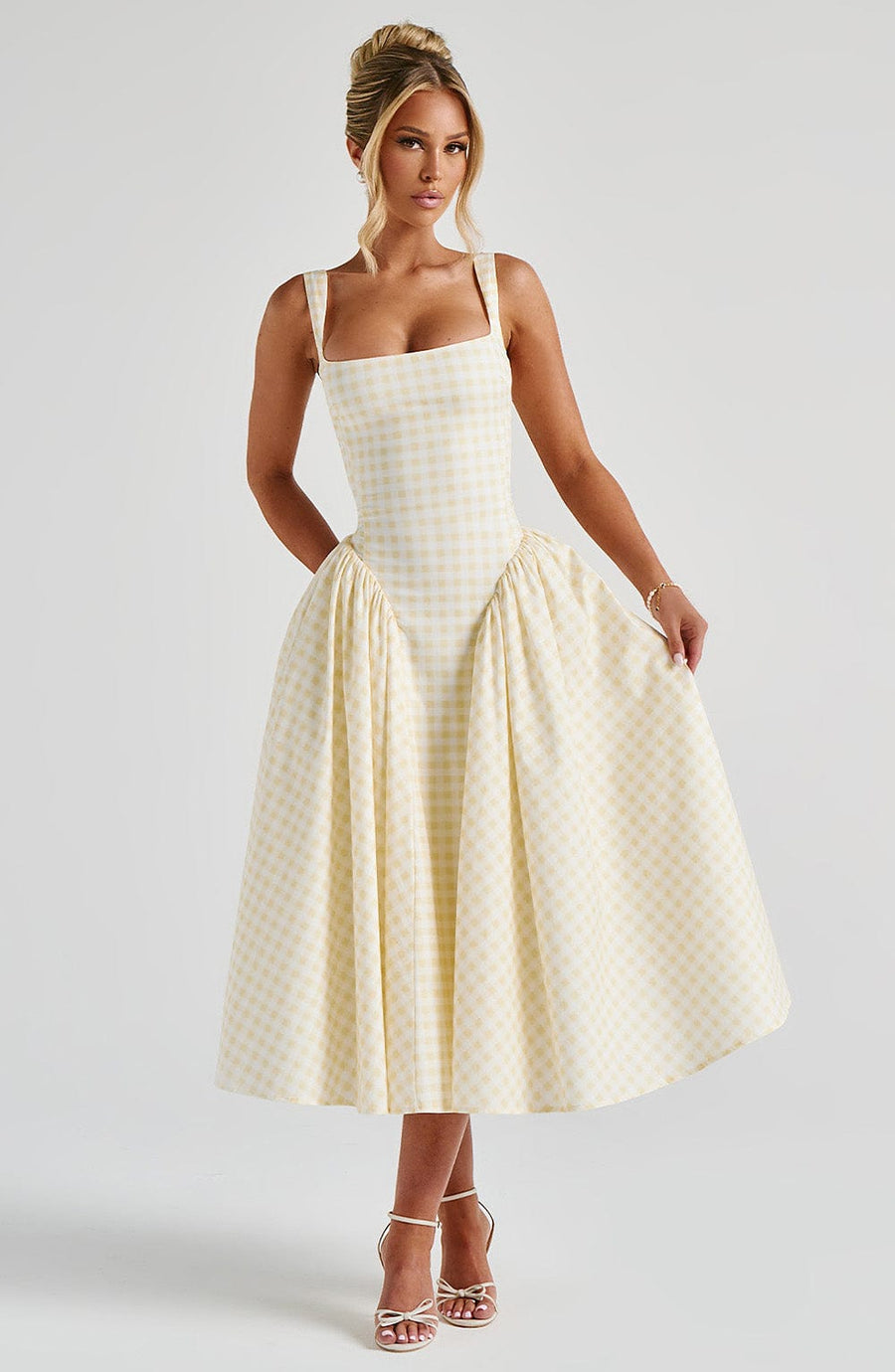 Vestido midi Lily Lemon Gingham