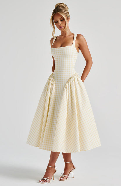 Vestido midi Lily Lemon Gingham