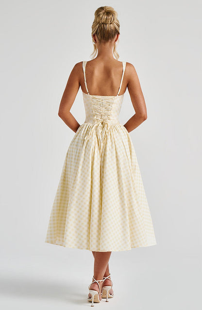 Vestido midi Lily Lemon Gingham