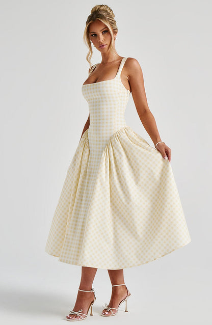 Vestido midi Lily Lemon Gingham