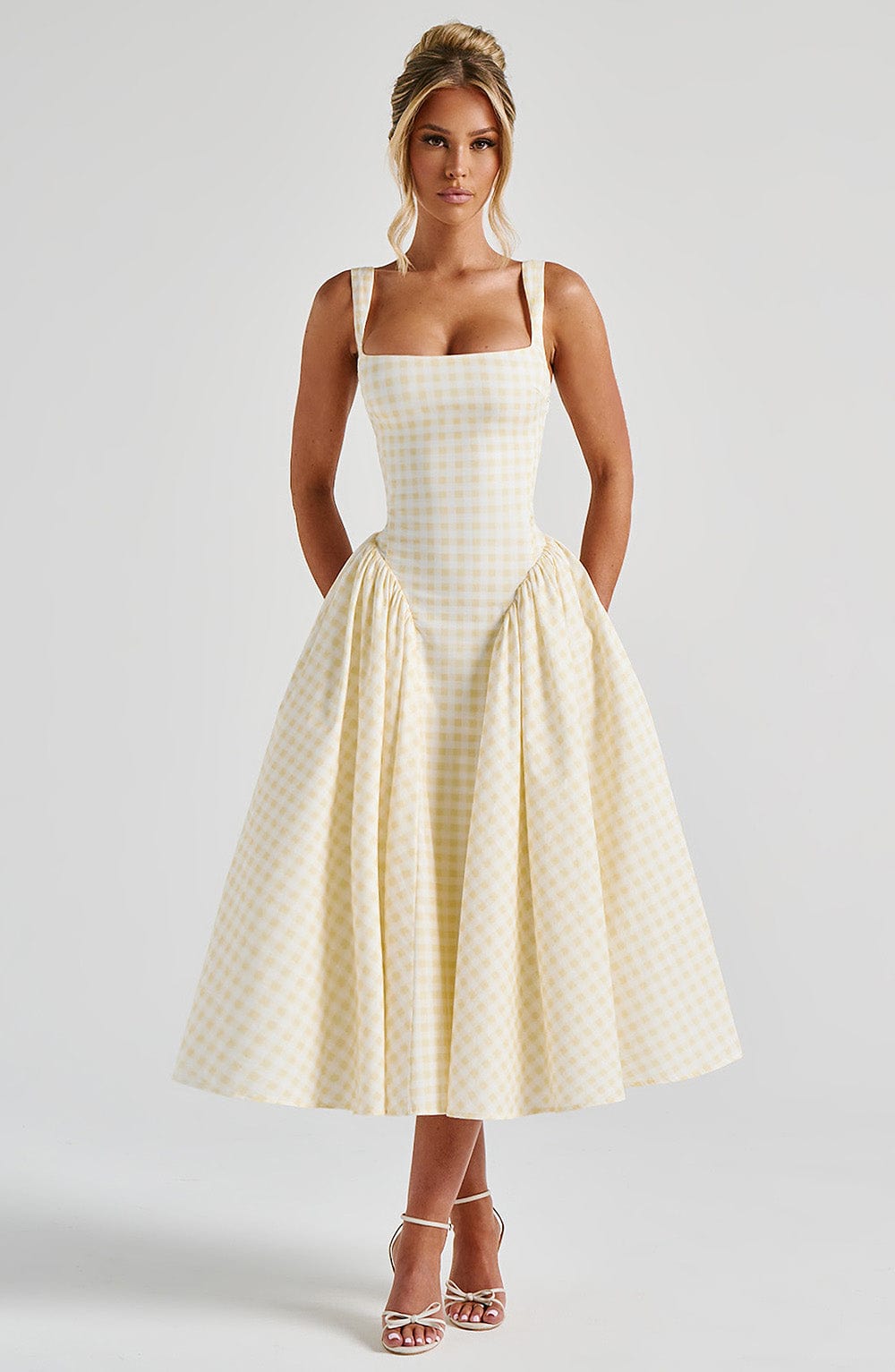 Vestido midi Lily Lemon Gingham