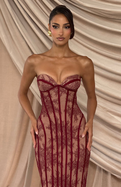 Vestido largo de verano Chloe Burgundy