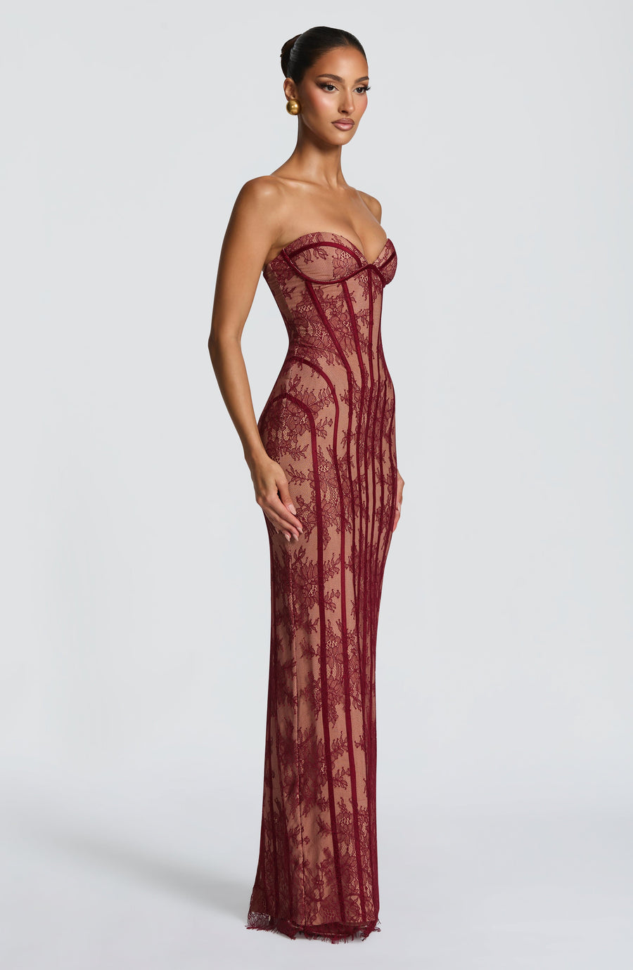 Vestido largo de verano Chloe Burgundy