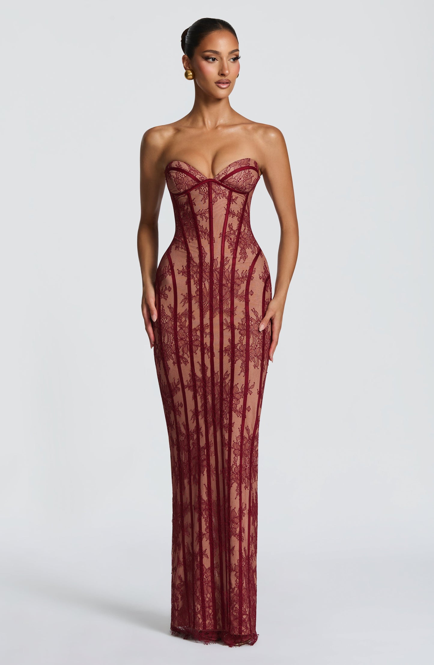 Vestido largo de verano Chloe Burgundy