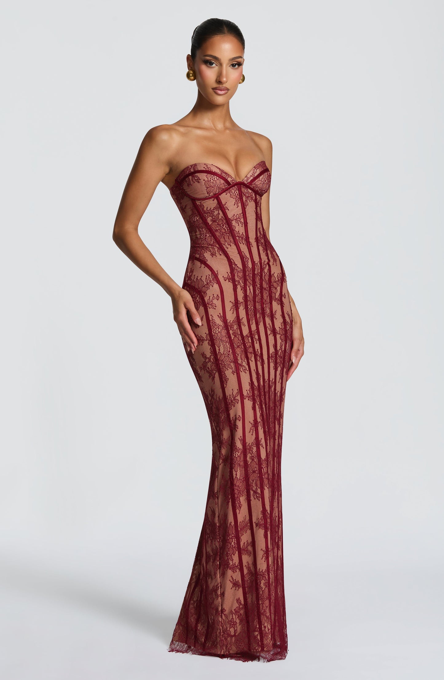 Vestido largo de verano Chloe Burgundy