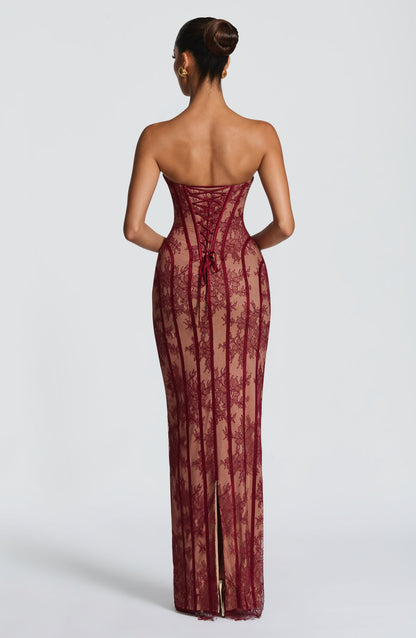 Vestido largo de verano Chloe Burgundy