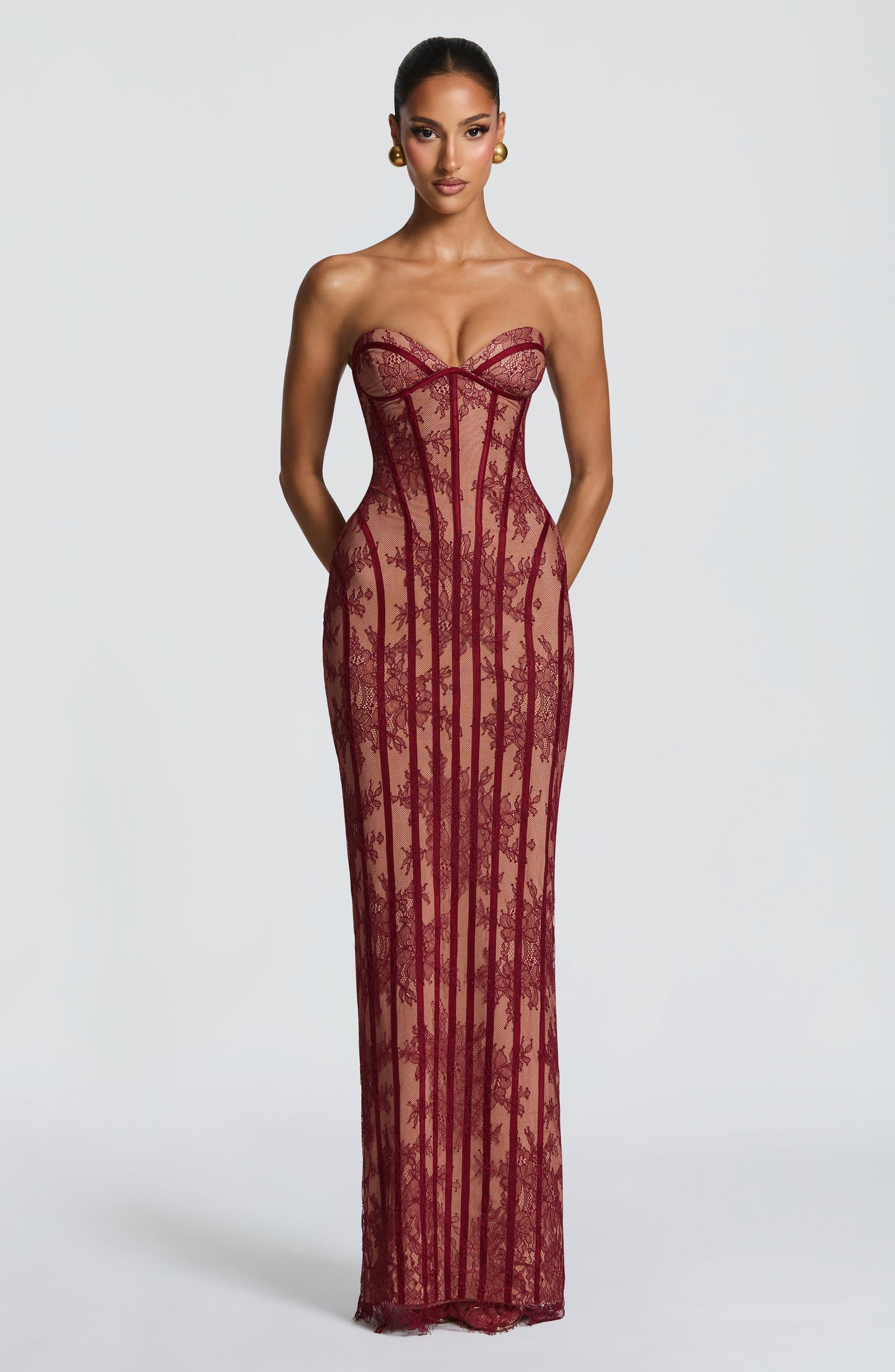 Vestido largo de verano Chloe Burgundy