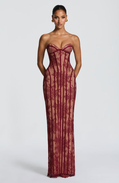 Vestido largo de verano Chloe Burgundy