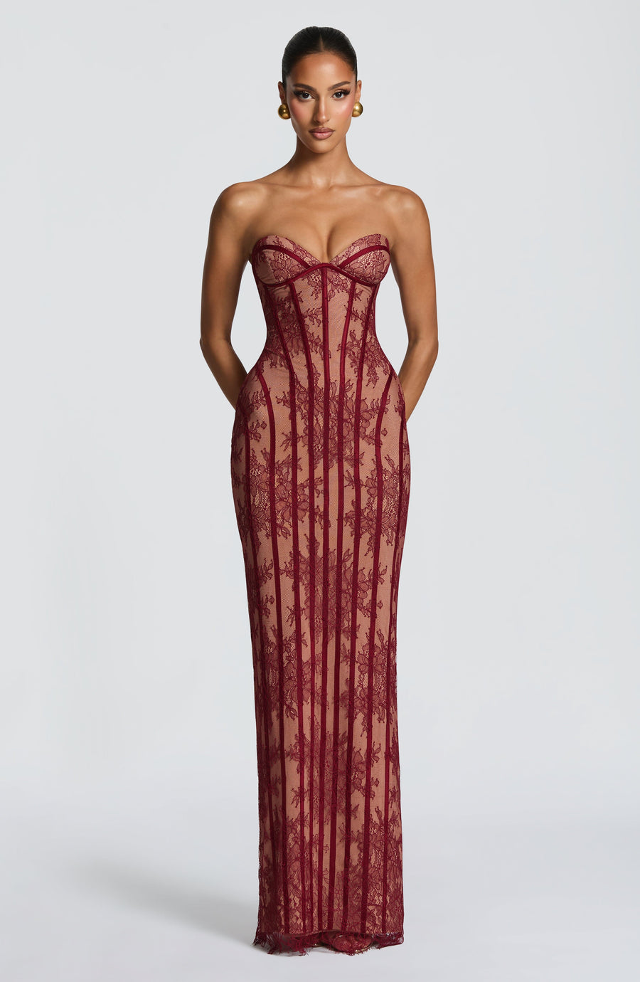 Vestido largo de verano Chloe Burgundy