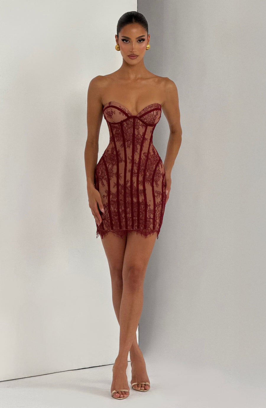 Mini vestido Emma Borgoña