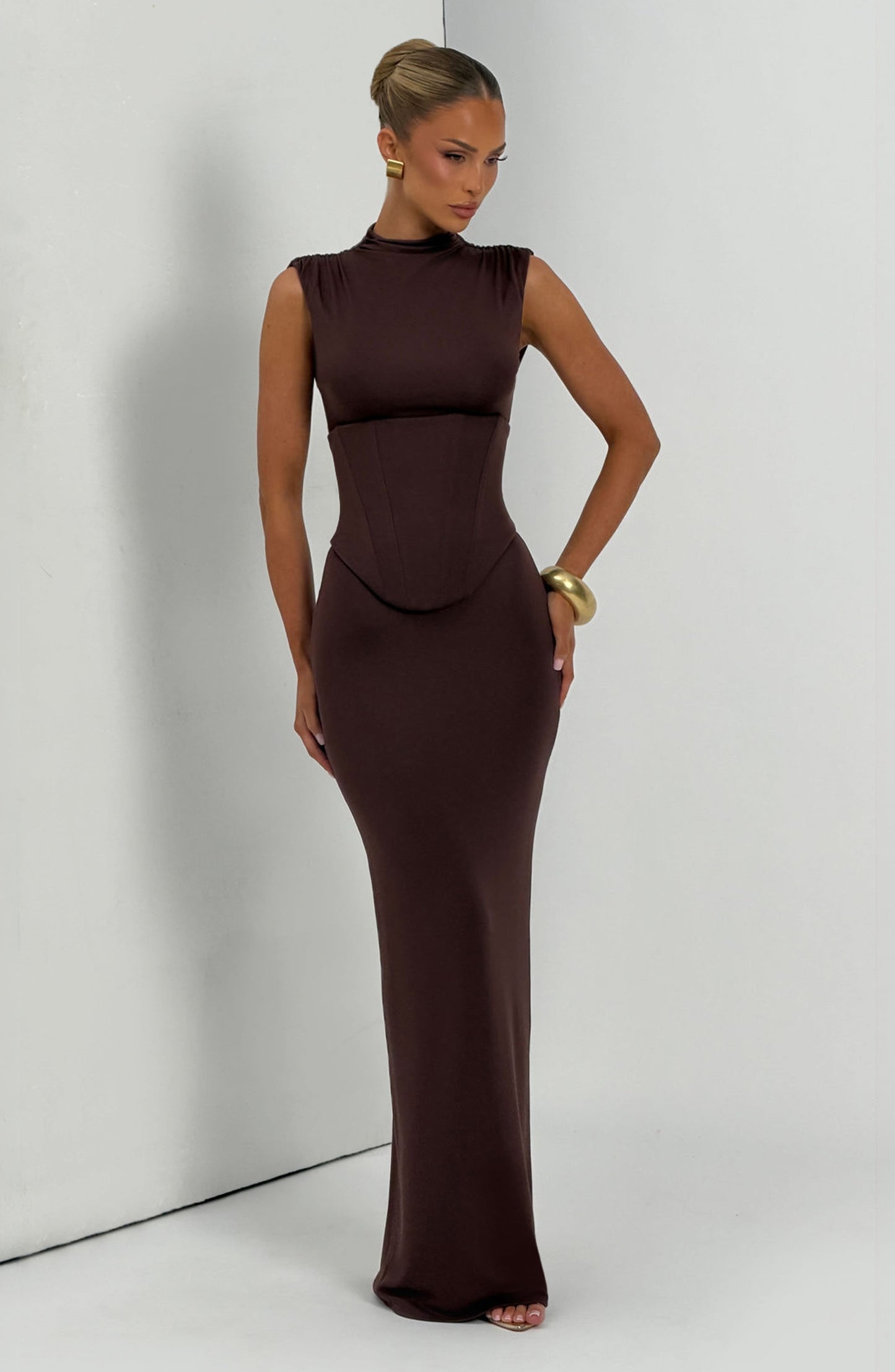 Vestido maxi de verano Chloe Plum Marrón