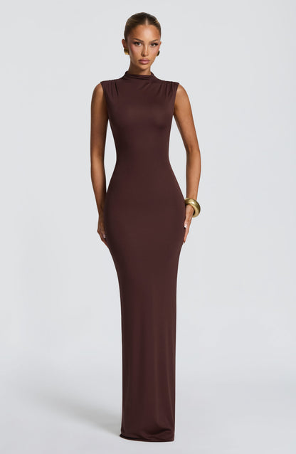 Vestido maxi de verano Chloe Plum Marrón