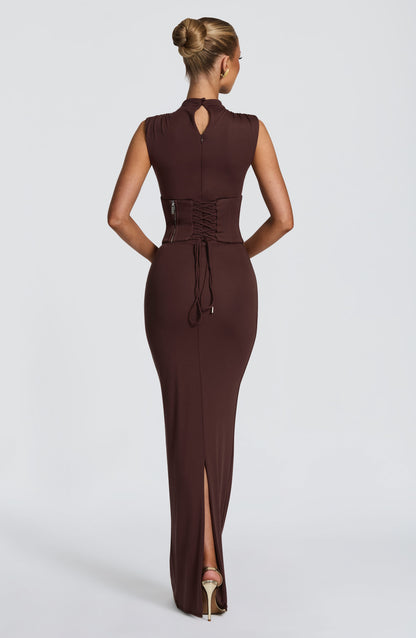 Vestido maxi de verano Chloe Plum Marrón