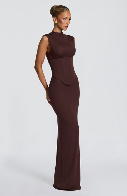 Vestido maxi de verano Chloe Plum Marrón