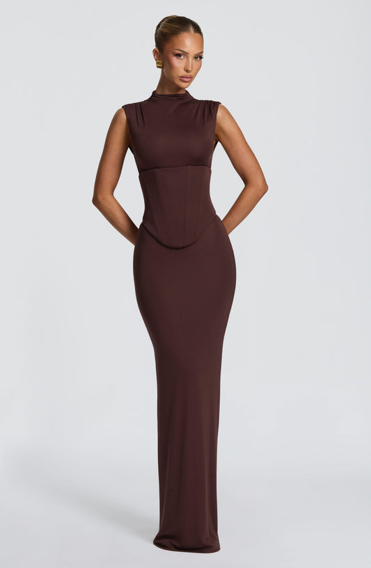 Vestido maxi de verano Chloe Plum Marrón