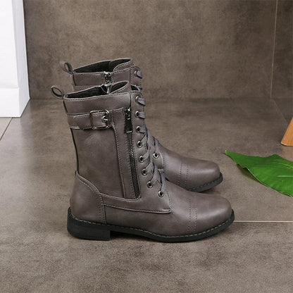 Luvrefashion | Emma Lace Up Combat Boots in Brown - image 12