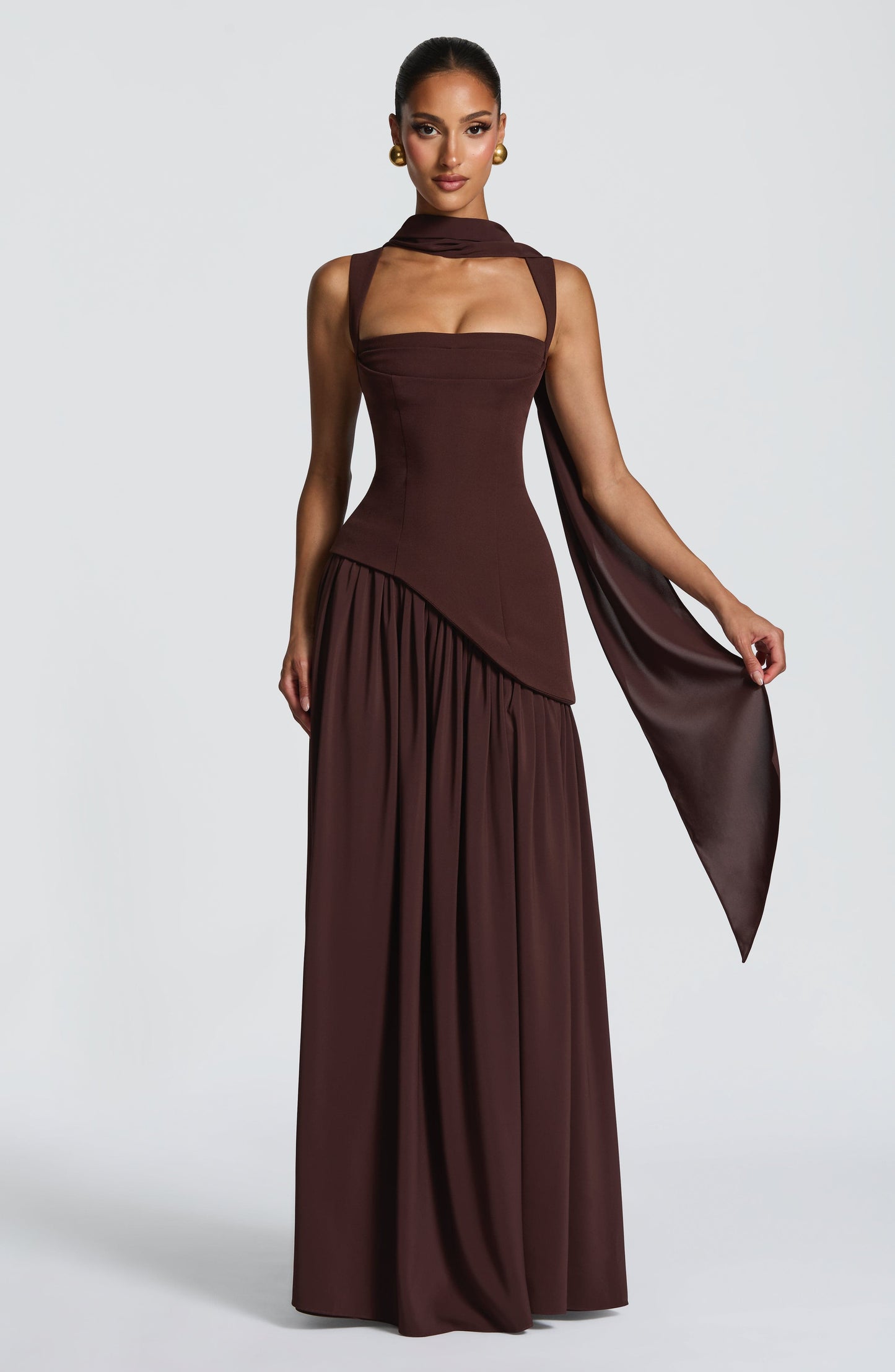 Vestido largo de verano Samantha Plum Brown