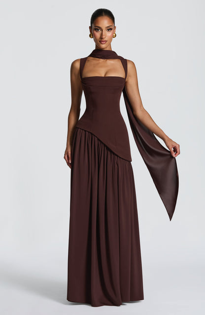 Vestido largo de verano Samantha Plum Brown
