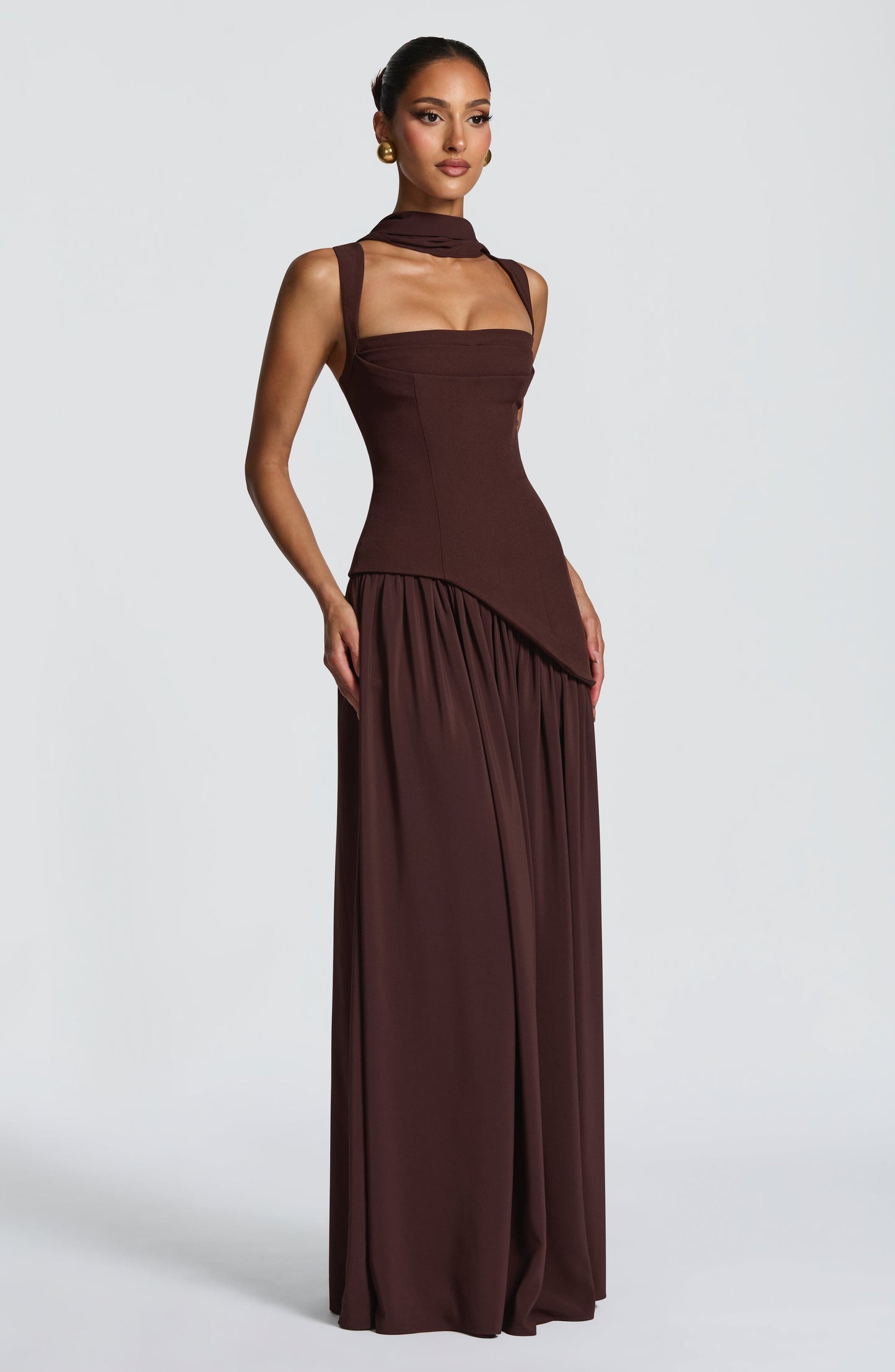 Vestido largo de verano Samantha Plum Brown