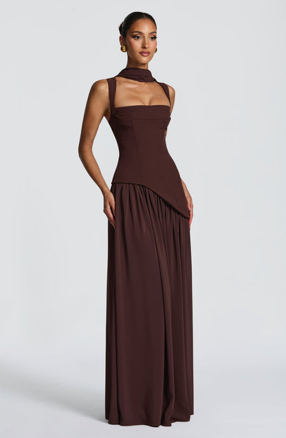 Vestido largo de verano Samantha Plum Brown