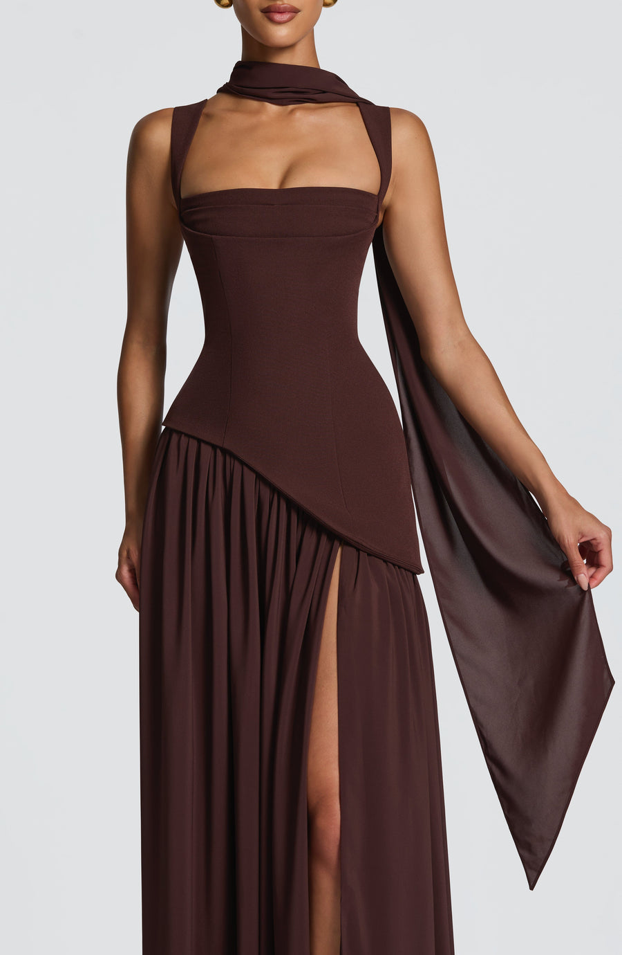 Vestido largo de verano Samantha Plum Brown