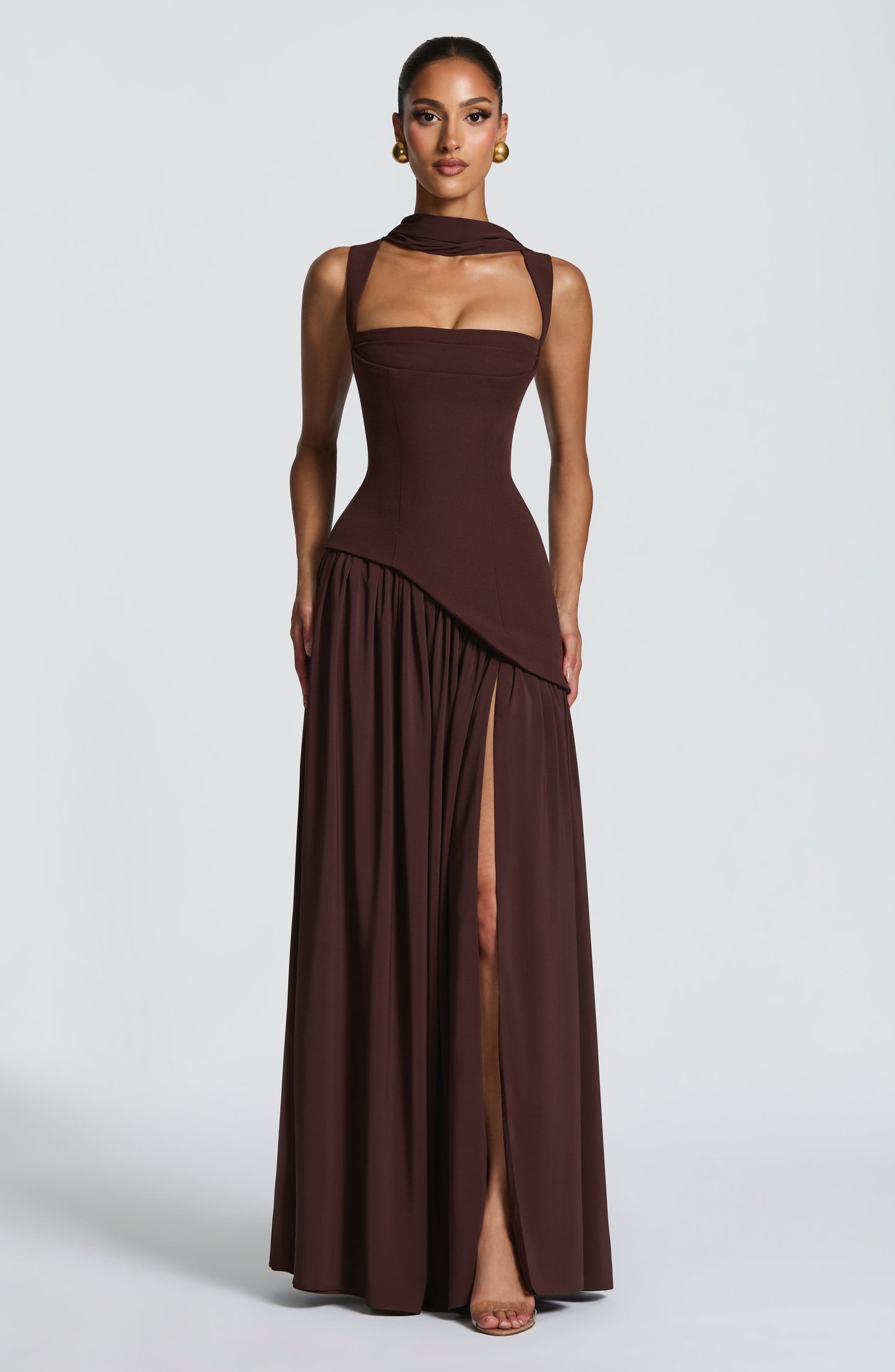 Vestido largo de verano Samantha Plum Brown
