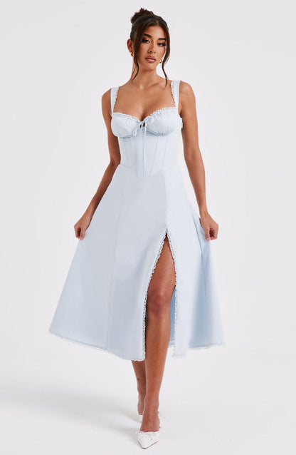 Vestido de verano midi Chloe Blue - Perfecto para los días de verano