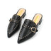 Mules de tachuelas con tacón cuadrado bajo, de tendencia, de Chloe - Negro