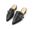 Mules de tachuelas con tacón cuadrado bajo, de tendencia, de Chloe