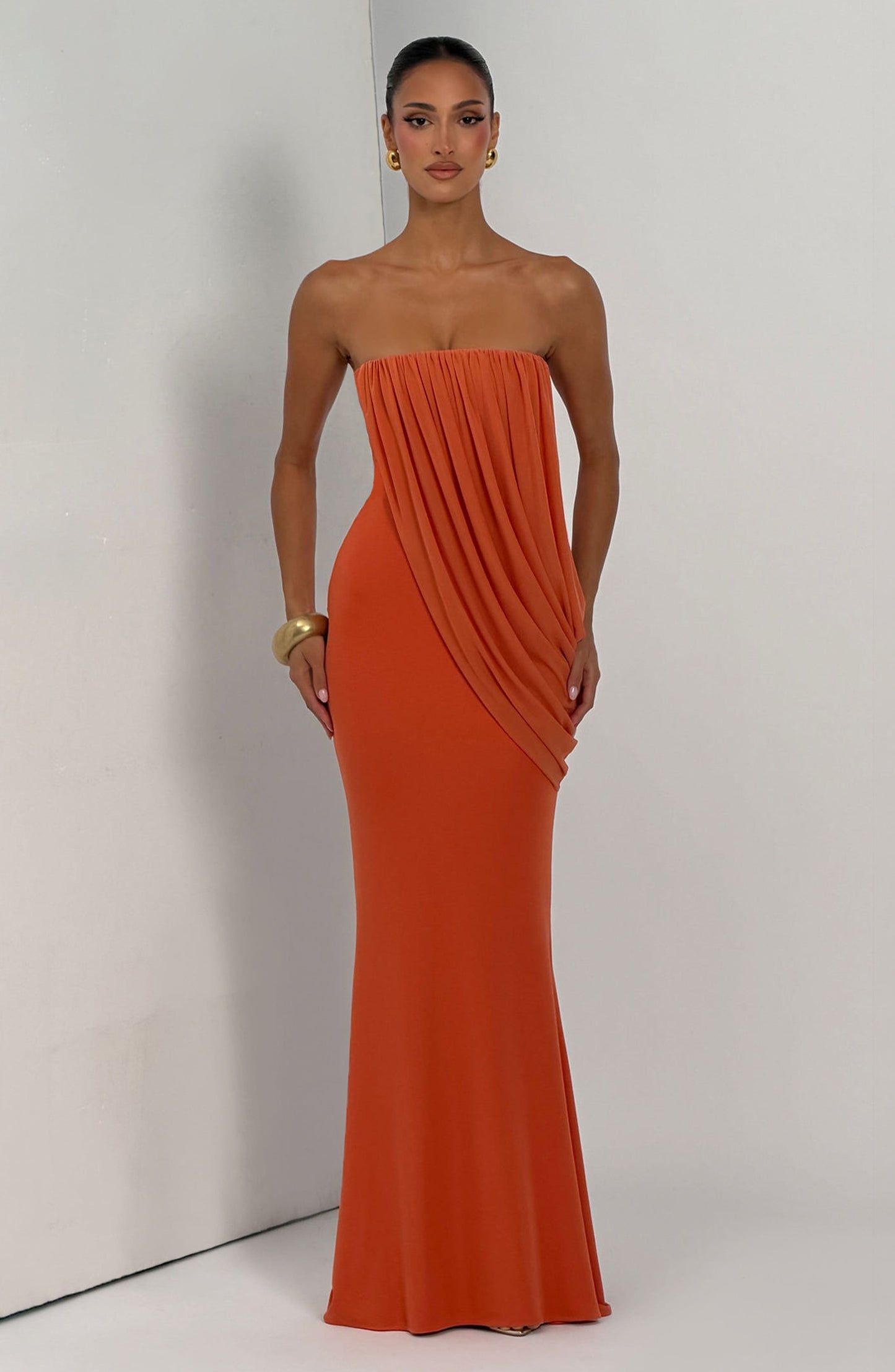 Vestido largo de verano Sophia en naranja quemado