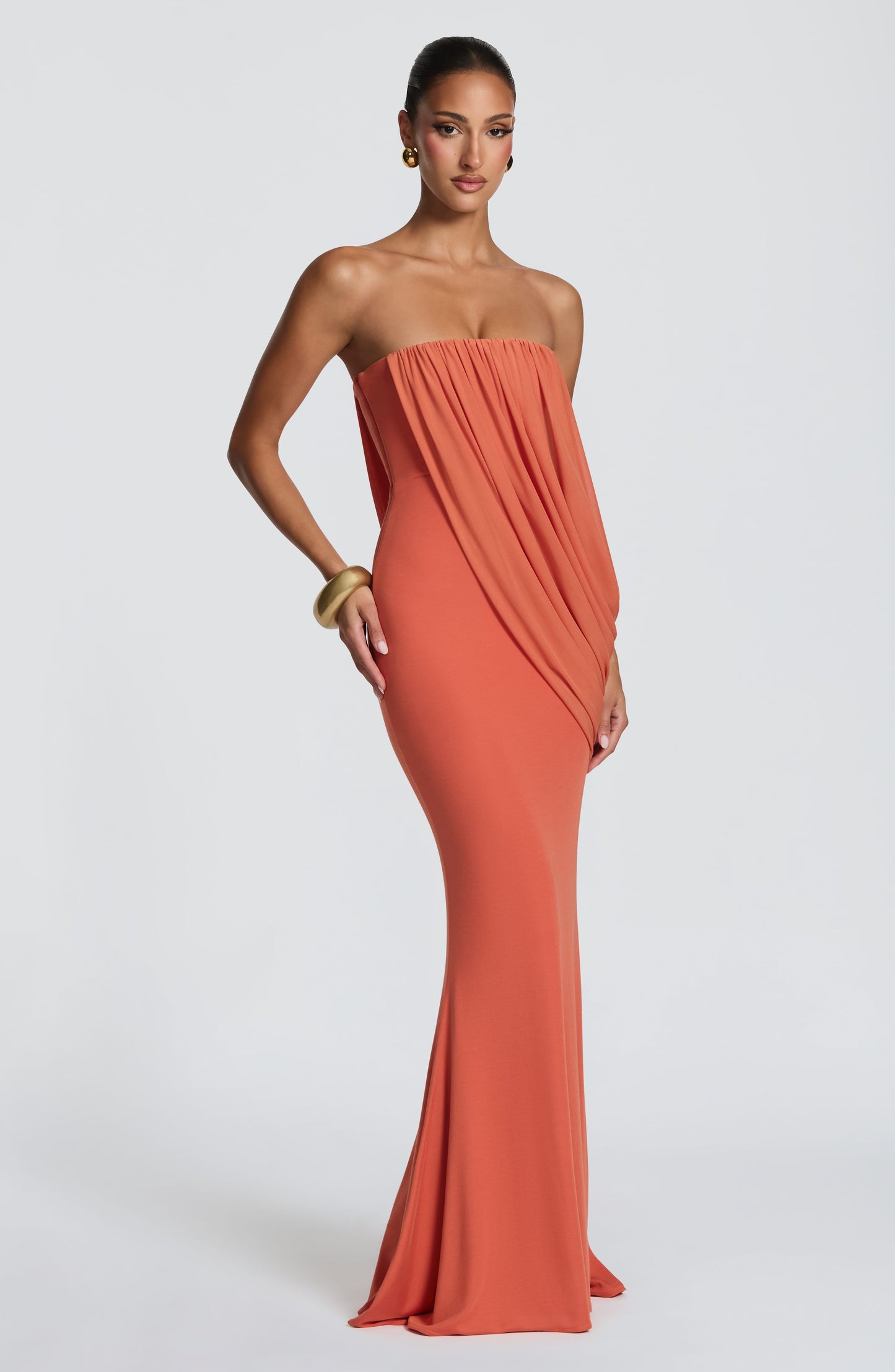 Vestido largo de verano Sophia en naranja quemado