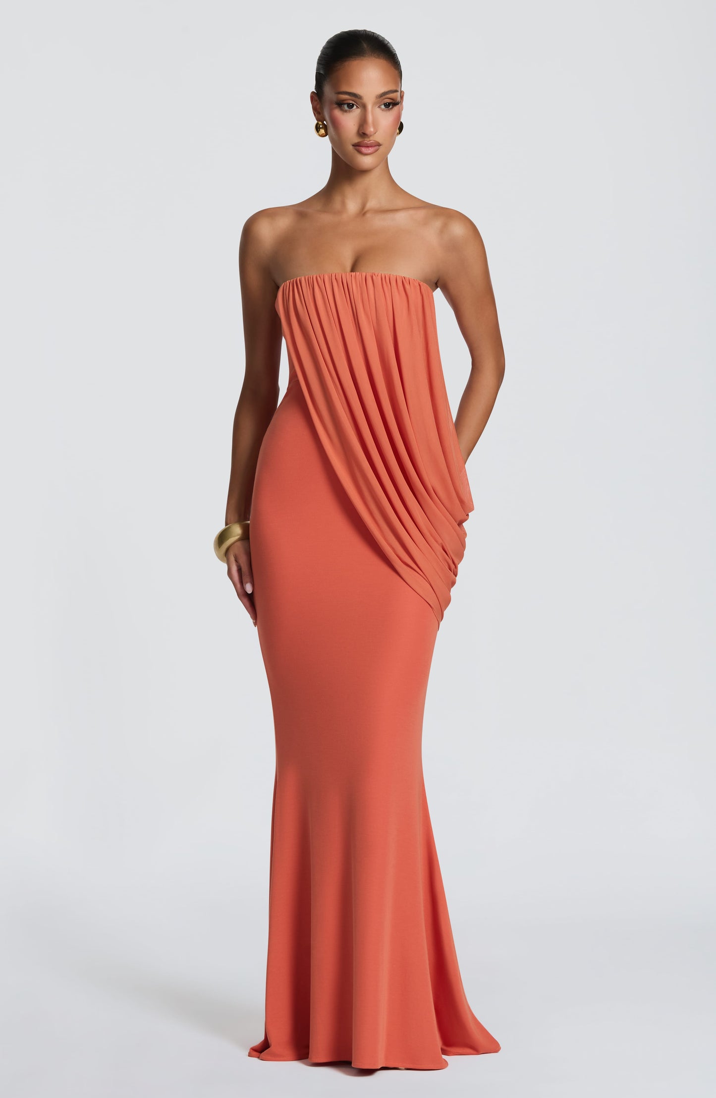 Vestido largo de verano Sophia en naranja quemado