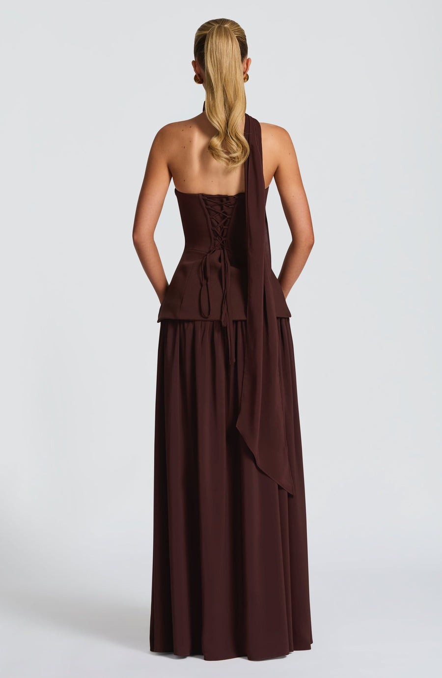 Vestido maxi de verano Sophia Plum marrón