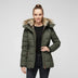 Chaqueta de plumas acolchada con capucha para mujer - Verde