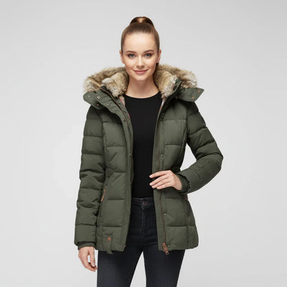 Luvrefashion | Quilted Puffer Jacket with Hood for in Black - back view