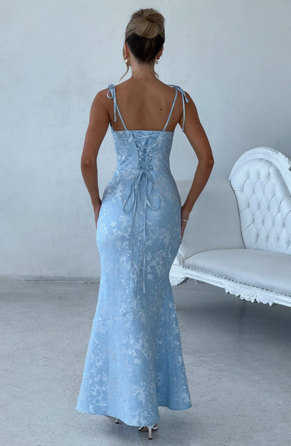 Vestido largo de verano azul para mujer