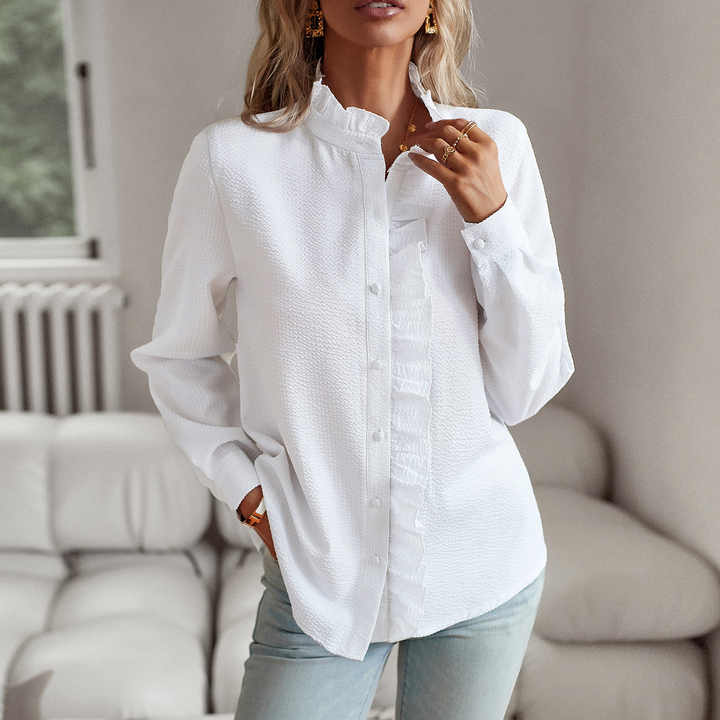 Luvrefashion | Alice Chic Button Up Shirt in Blue - detail view