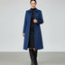 Gabardina de invierno para mujer con diseño de botonadura sencilla - Azul oscuro