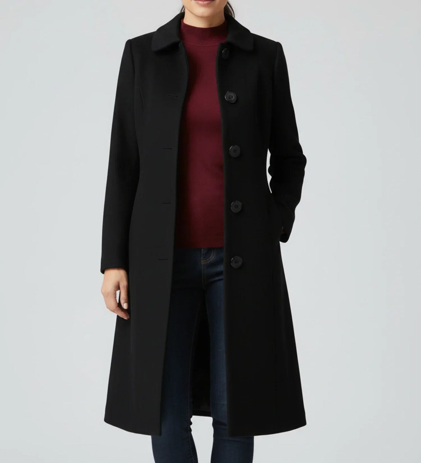 Luvrefashion | Ladies' Winter Trench Coat with Single Breasted Design in Dark Red - image 6