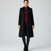 Gabardina de invierno para mujer con diseño de botonadura sencilla - Negro
