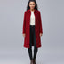 Gabardina de invierno para mujer con diseño de botonadura sencilla - Rojo oscuro