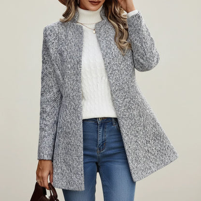 Luvrefashion | Ladies' A Line Open Front Jacket in Gray - front view